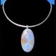 PENDENTIF OVALE EN LARIMAR ATTACHE EN ARGENT