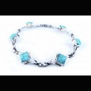 Bracelet en larimar et argent masif