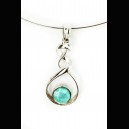 PENDENTIF EN LARIMAR MONTE SUR ARGENT MASSIF