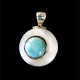 PENDENTIF EN LARIMAR MONTE SUR ARGENT MASSIF