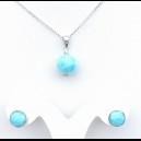 DELICATE PARURE EN LARIMAR ET ARGENT