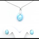 DELICATE PARURE EN LARIMAR ET ARGENT