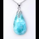 BEAU PENDENTIF EN LARIMAR ET ARGENT