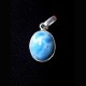 PENDENTIF OVALE: LARIMAR MONTE SUR ARGENT