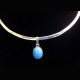 PENDENTIF OVALE: LARIMAR MONTE SUR ARGENT